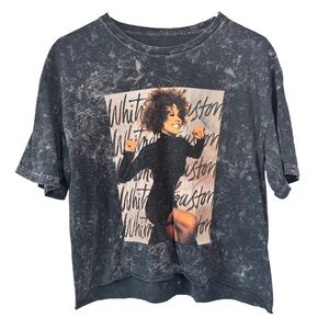 Whitney Houston | Faded Distressed Graphic Tee Crop Top Size Large L